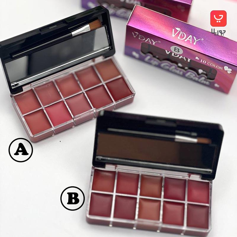 پالت رژلب 10 رنگ ویدی Vday Lip Glass Balm